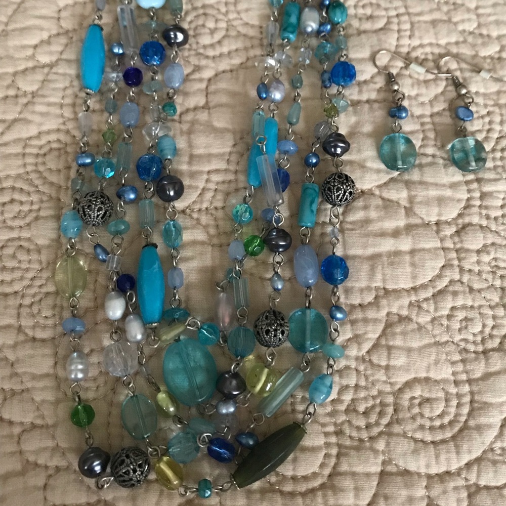 Colors of the sea necklace & Earrings